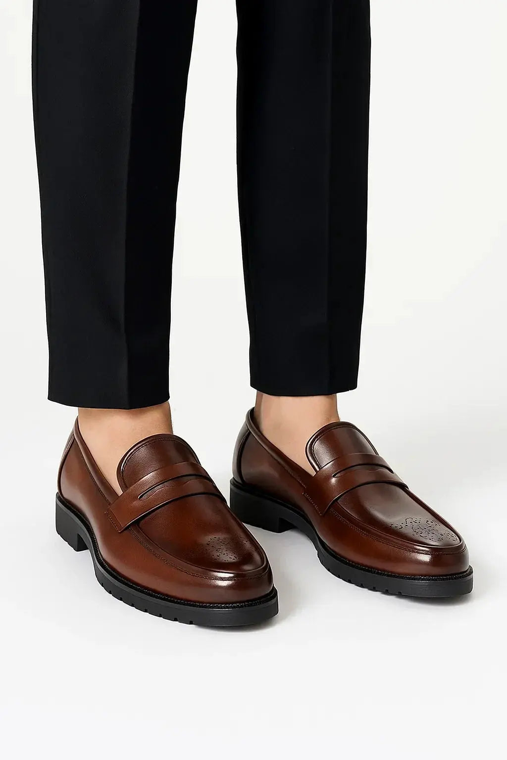 Optew Men's Oxford Shoes Leather Breathable Round Toe Formal