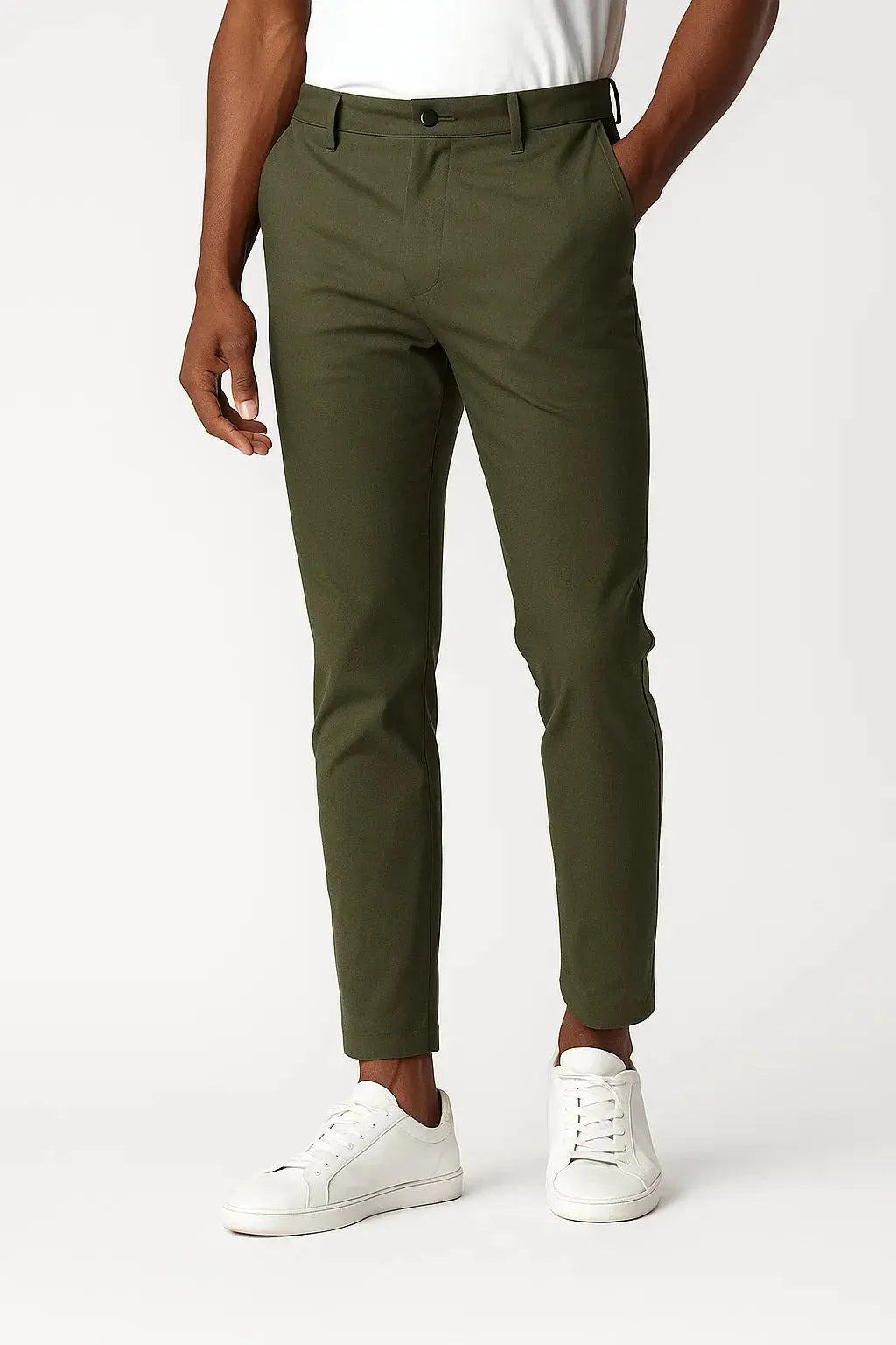 Optew Men's Chino Pants Khaki Stretch Fabric Modern Fit