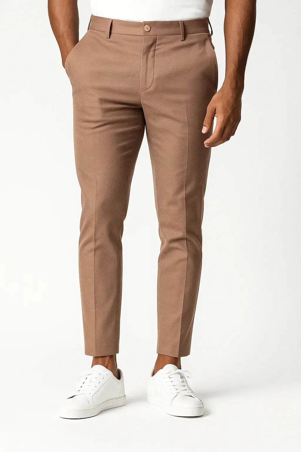 Optew Men's Chino Pants Khaki Stretch Fabric Modern Fit