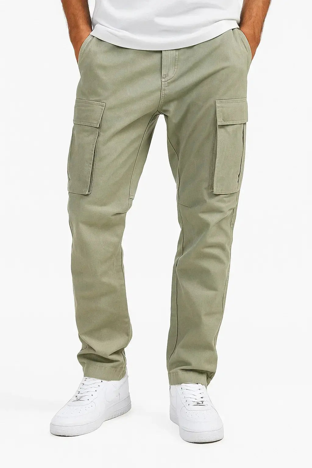 Optew Men's Overalls Cotton Loose Fit Tactical Pants with Elastic Waist