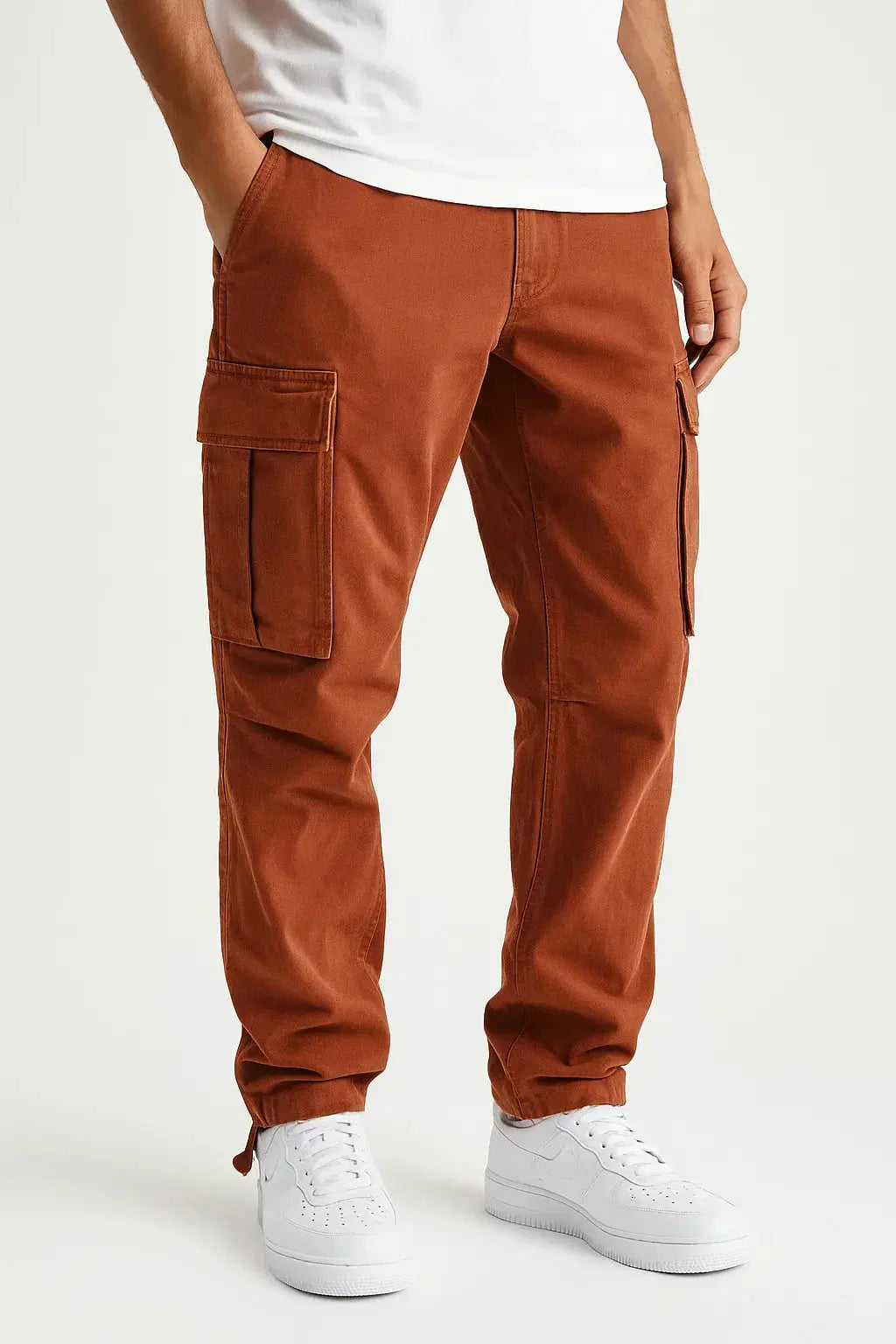 Optew Men's Overalls Cotton Loose Fit Tactical Pants with Elastic Waist