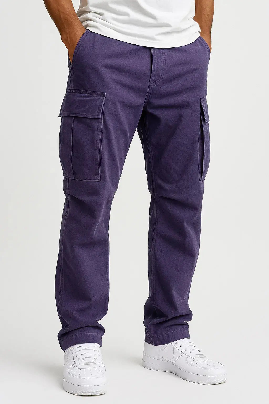 Optew Men's Overalls Cotton Loose Fit Tactical Pants with Elastic Waist