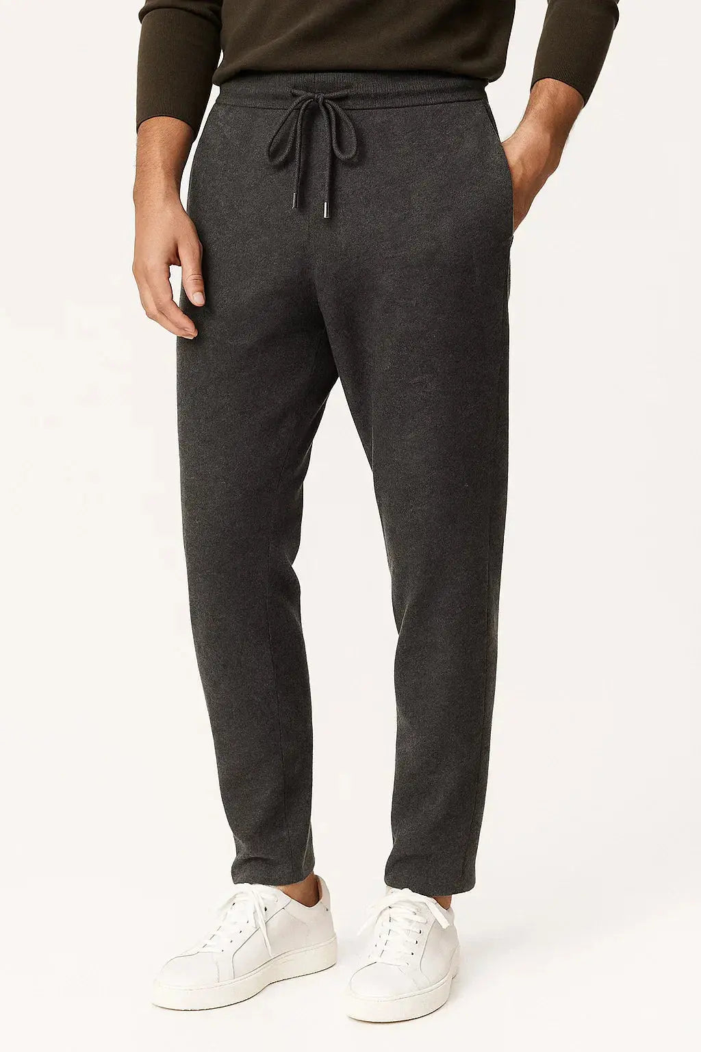 Optew Men's Pants Merino Wool High Waist Thick Casual Warm