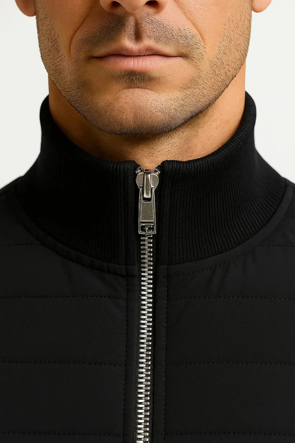 Optew Men's Jacket Hybrid Quilted Knitted Sleeves Polyester Cotton