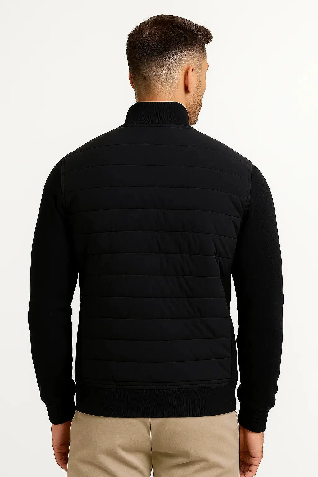 Optew Men's Jacket Hybrid Quilted Knitted Sleeves Polyester Cotton