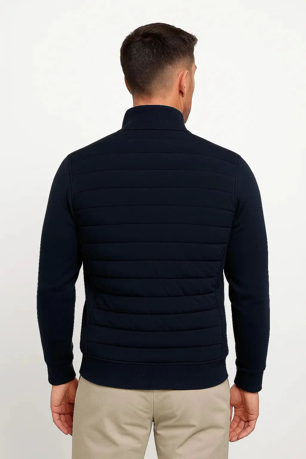 Optew Men's Jacket Hybrid Quilted Knitted Sleeves Polyester Cotton