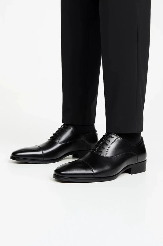 Optew Men's Black Dress Shoes Leather Derby Formal Business Wedding