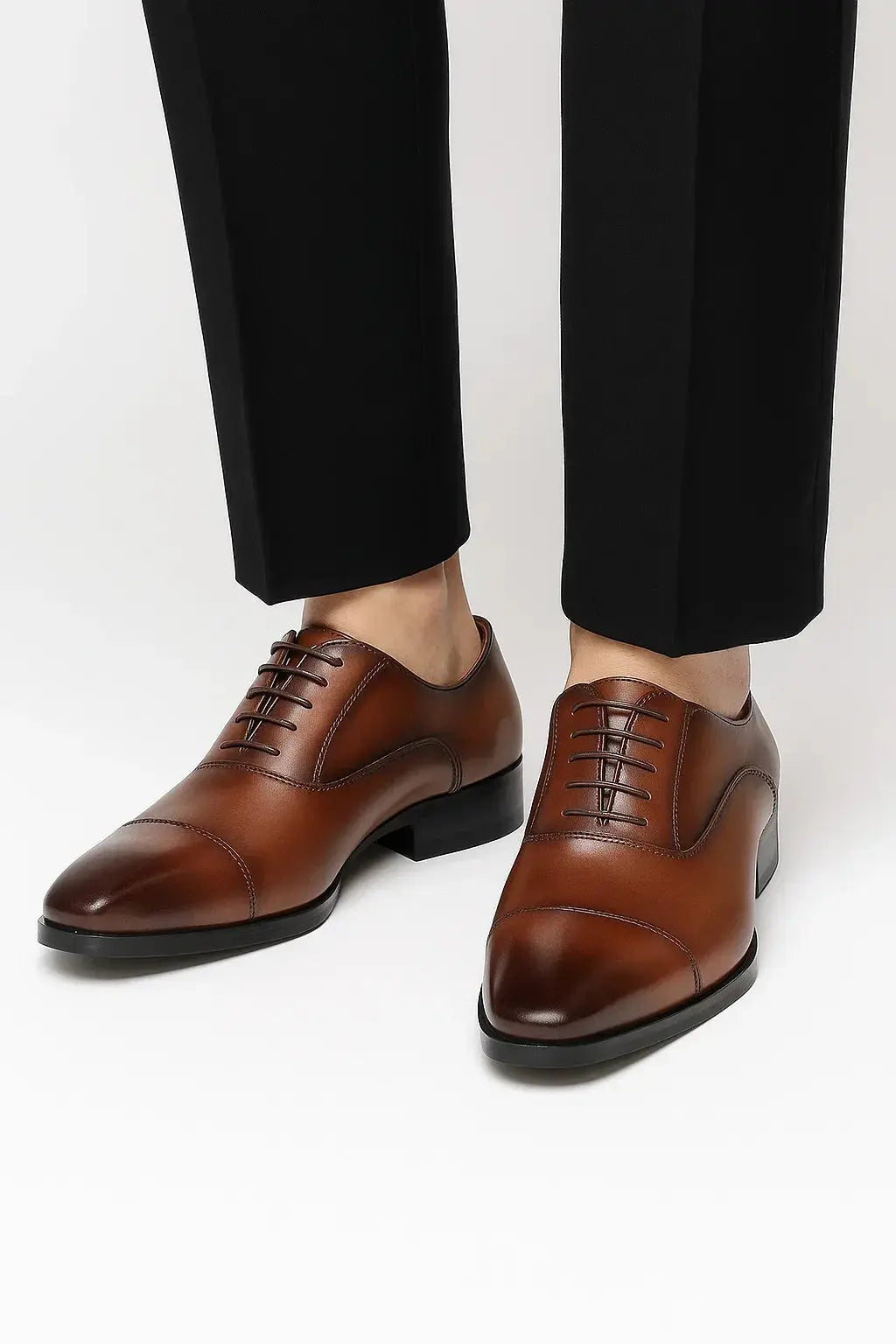 Optew Men's Black Dress Shoes Leather Derby Formal Business Wedding