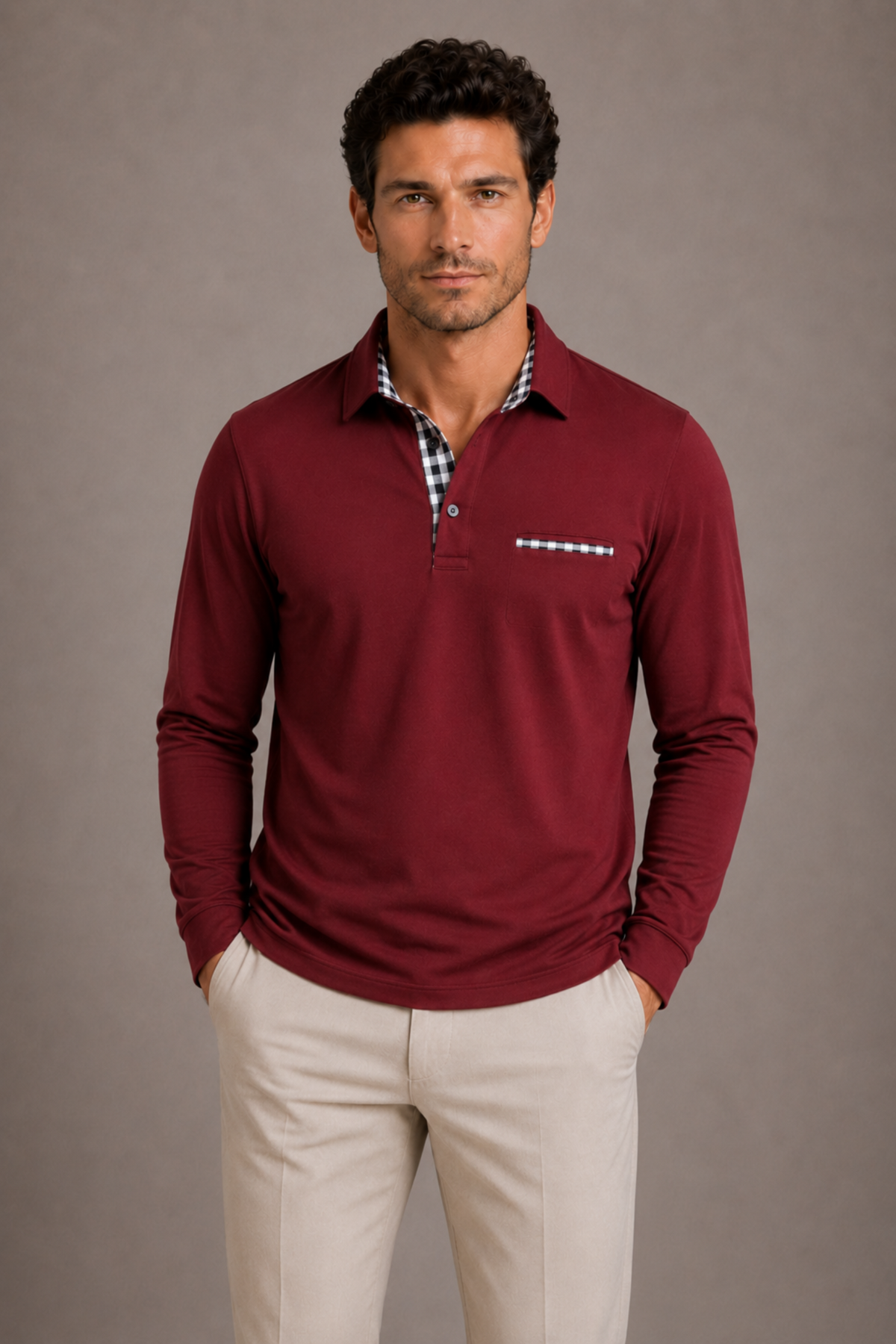 Optew Men’s Long Sleeve Polo Shirt