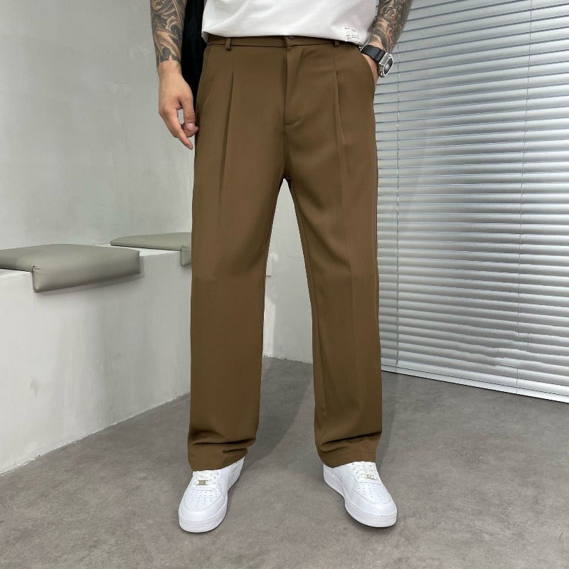 Optew Men’s Wide Leg Pleated Trousers