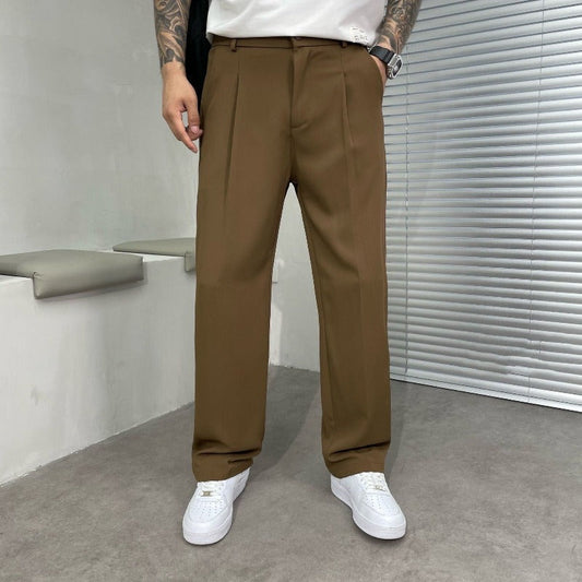 Optew Men’s Wide Leg Pleated Trousers