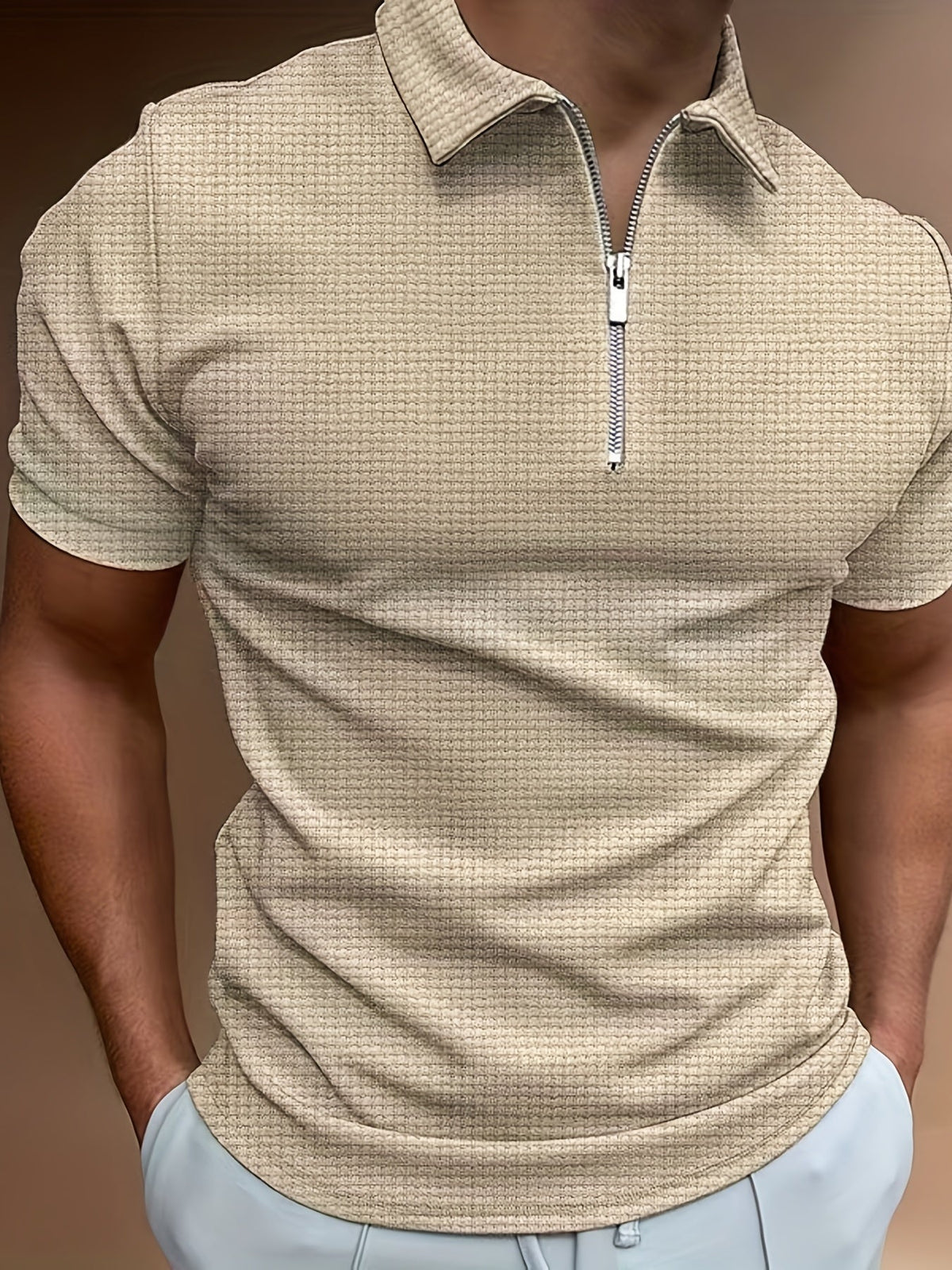 Optew Men’s Zip-Up Short Sleeve Shirt