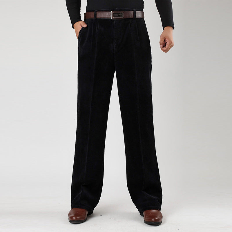 Optew Men’s Wide-Leg Pleated Corduroy Trousers