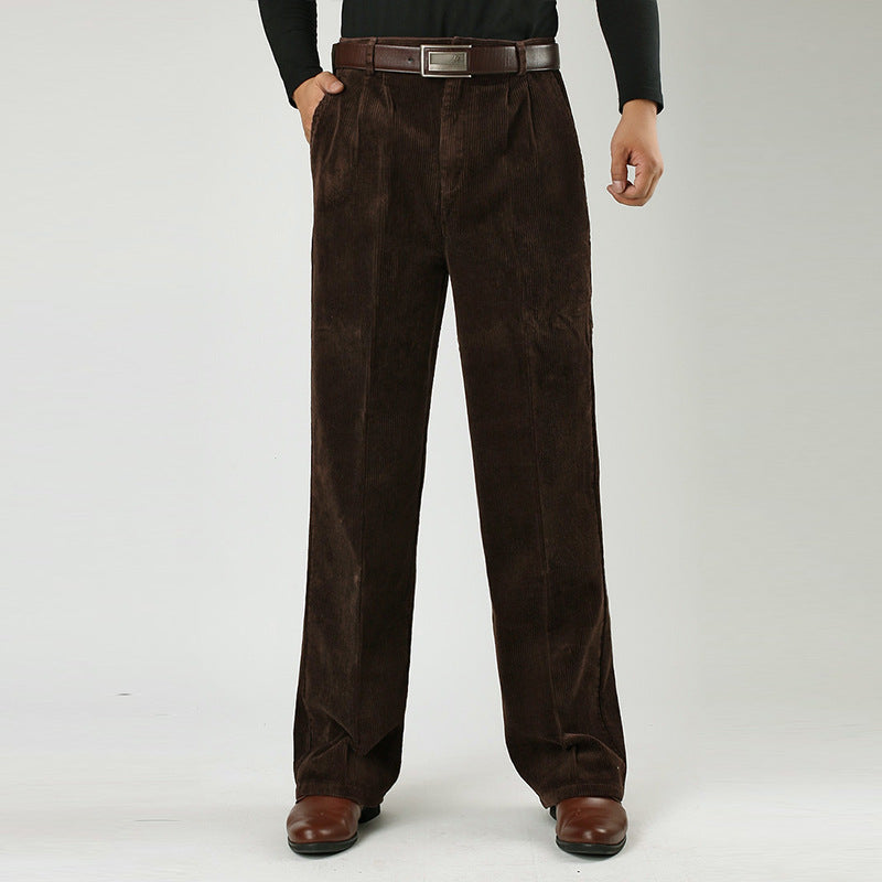 Optew Men’s Wide-Leg Pleated Corduroy Trousers