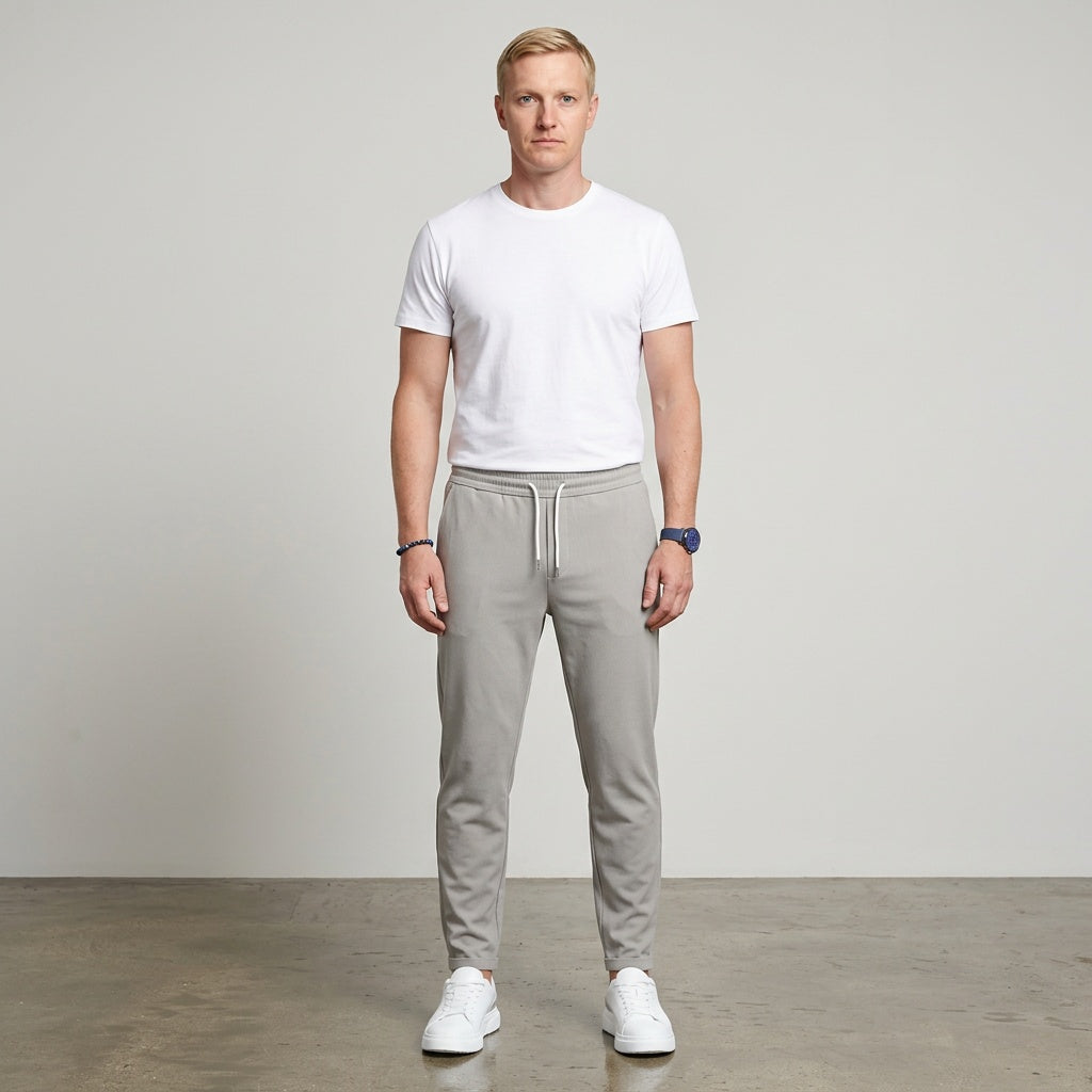 Optew Men Everyday Slim Fit Trousers Drawstring Waist