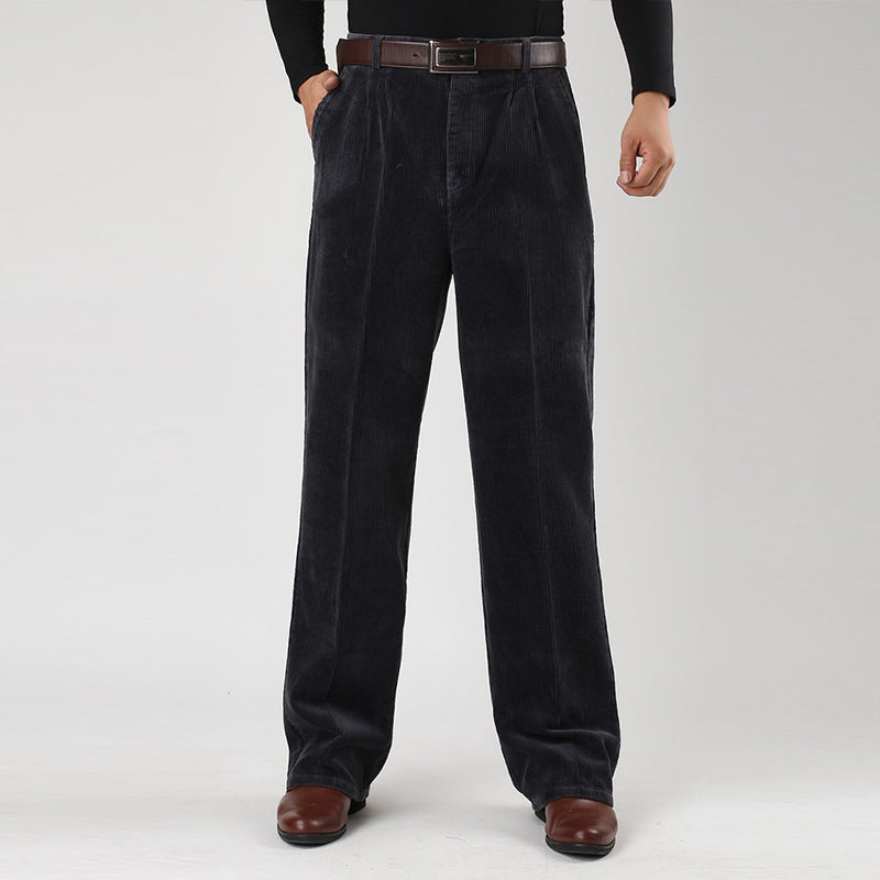 Optew Men’s Wide-Leg Pleated Corduroy Trousers