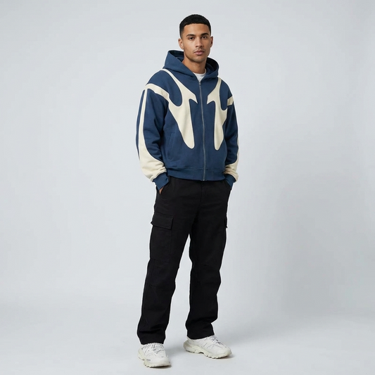 Optew Men’s Patchwork Zip Hoodie