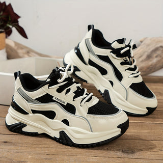 Optew Women's Everyday Chunky Platform Panelled Sneakers