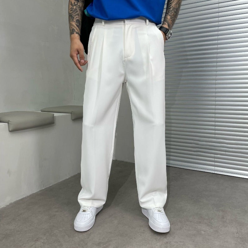 Optew Men’s Wide Leg Pleated Trousers