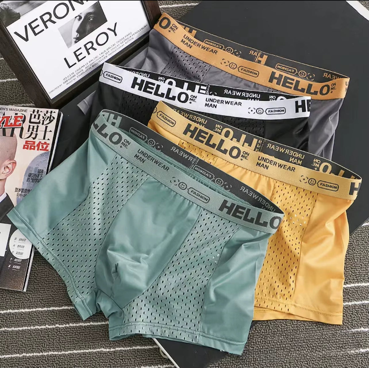 Optew Men Everyday Boxer Briefs Mesh Synthetic Blend