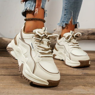 Optew Women's Everyday Chunky Platform Panelled Sneakers