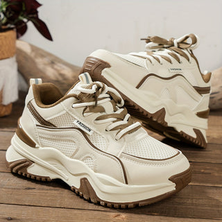 Optew Women's Everyday Chunky Platform Panelled Sneakers