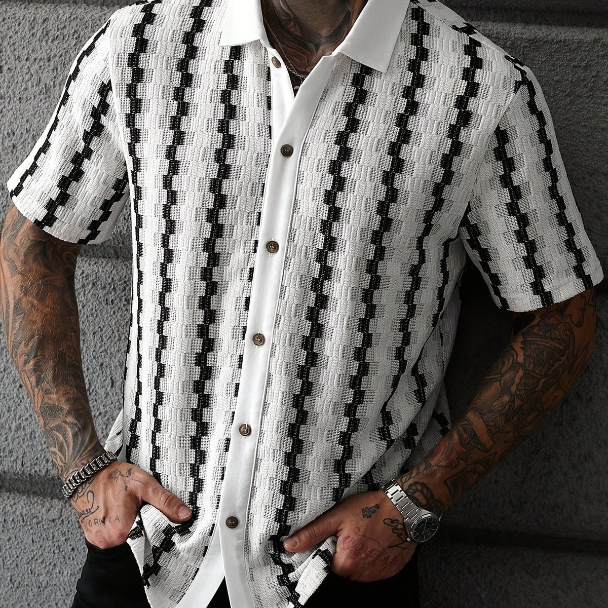Optew Men’s Striped Short Sleeve Shirt