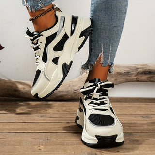 Optew Women's Everyday Chunky Platform Panelled Sneakers
