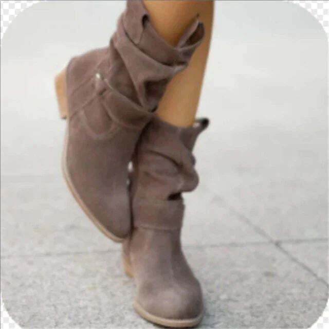 Optew Women's Everyday Suede Style Ankle Slouch Boots