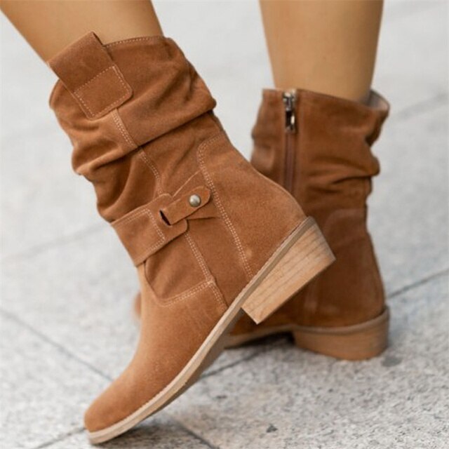 Optew Women's Everyday Suede Style Ankle Slouch Boots