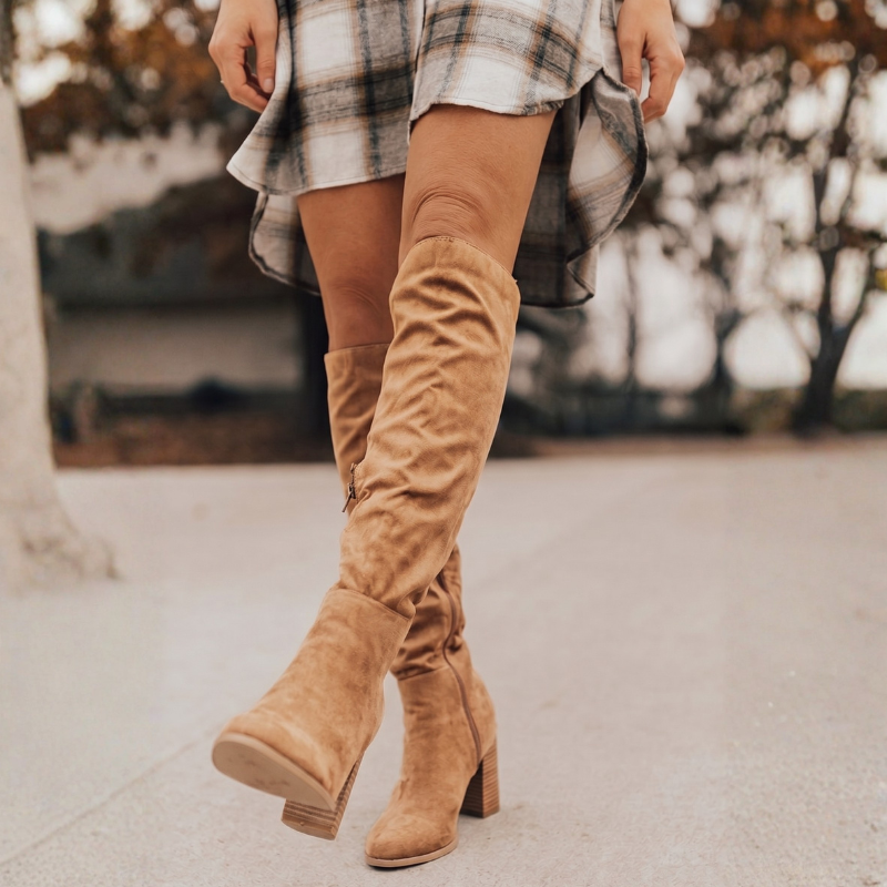 Optew Knee High Slouch Boots Women's - Side Zipper Closure