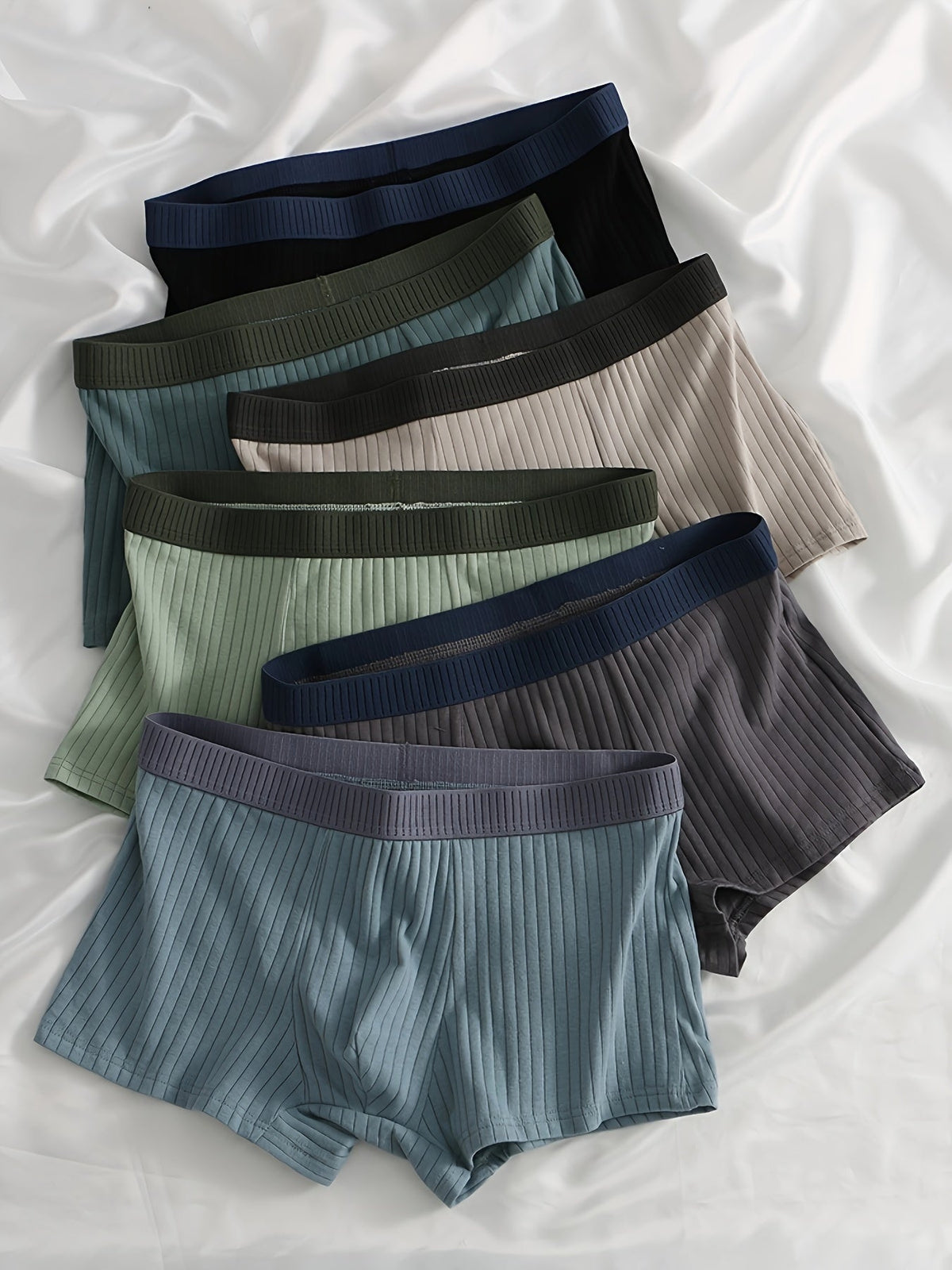 Optew Men Daily Wear Boxer Briefs Ribbed Cotton Blend