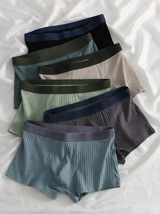 Optew Men Daily Wear Boxer Briefs Ribbed Cotton Blend