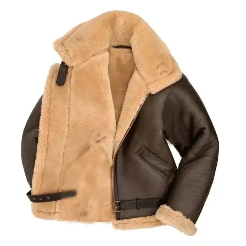 Optew Men’s Leather Aviator Jacket – Classic & Winter-Ready