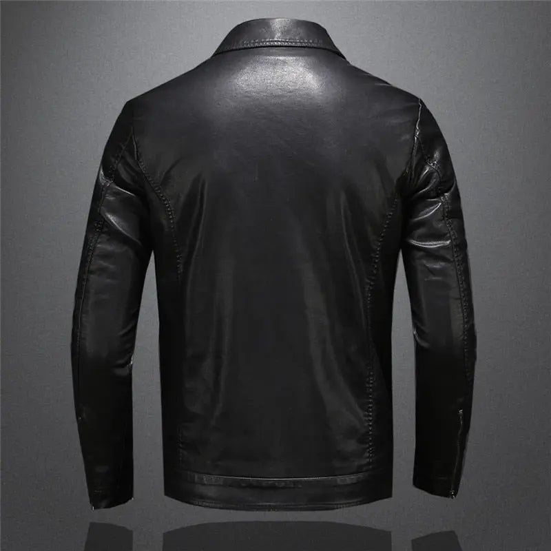 Optew Men's Leather Jacket - Classic Black Design