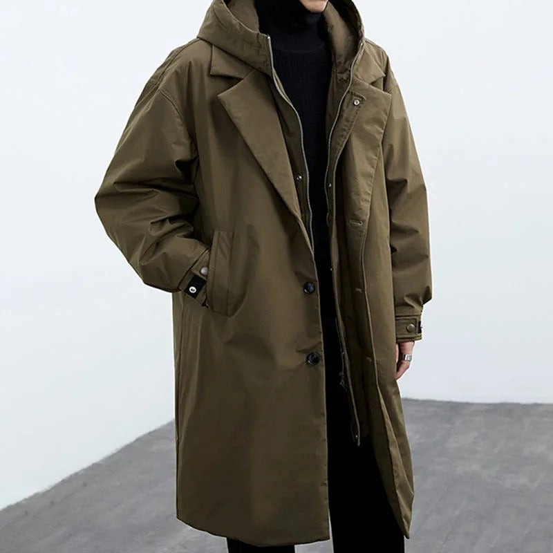 Optew Men’s Long Coat with Hood