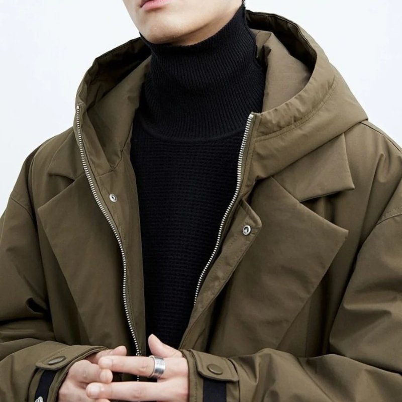 Optew Men’s Long Coat with Hood