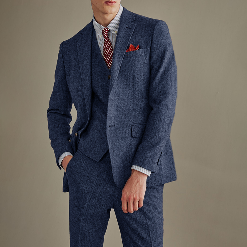 Optew Men’s Herringbone 3-Piece Suit