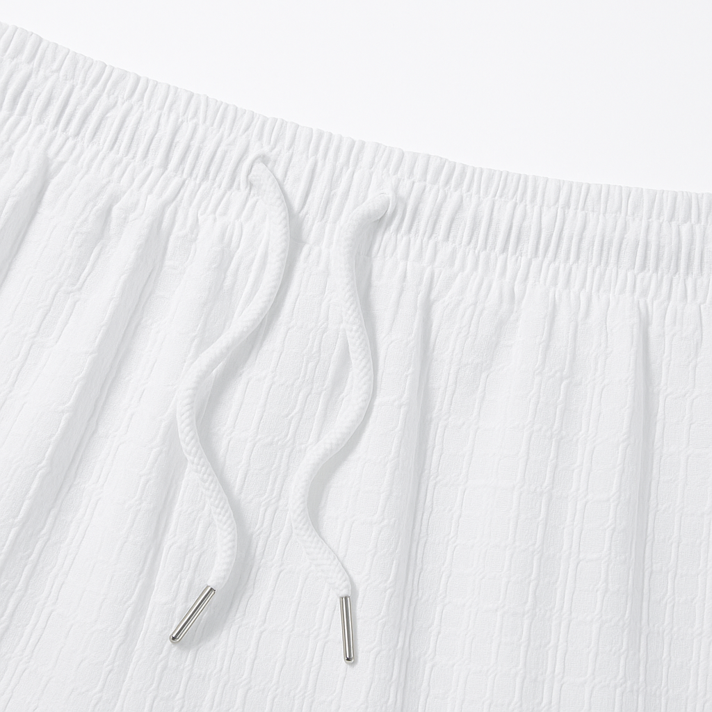 Optew Men Summer Matching Set Textured Crinkle Cotton-Linen