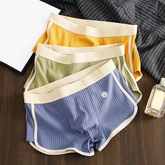 Optew Men Daily Wear Boxer Briefs Color-Blocked Cotton Blend