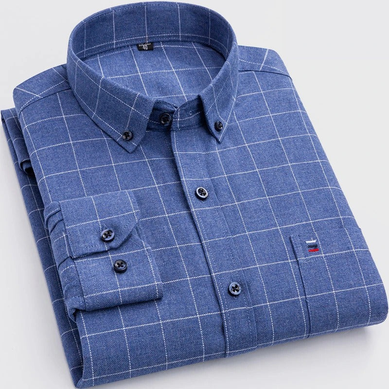 Optew Men’s Checked Button-Down Shirt