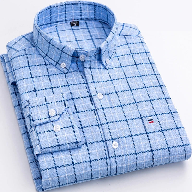 Optew Men’s Checked Button-Down Shirt