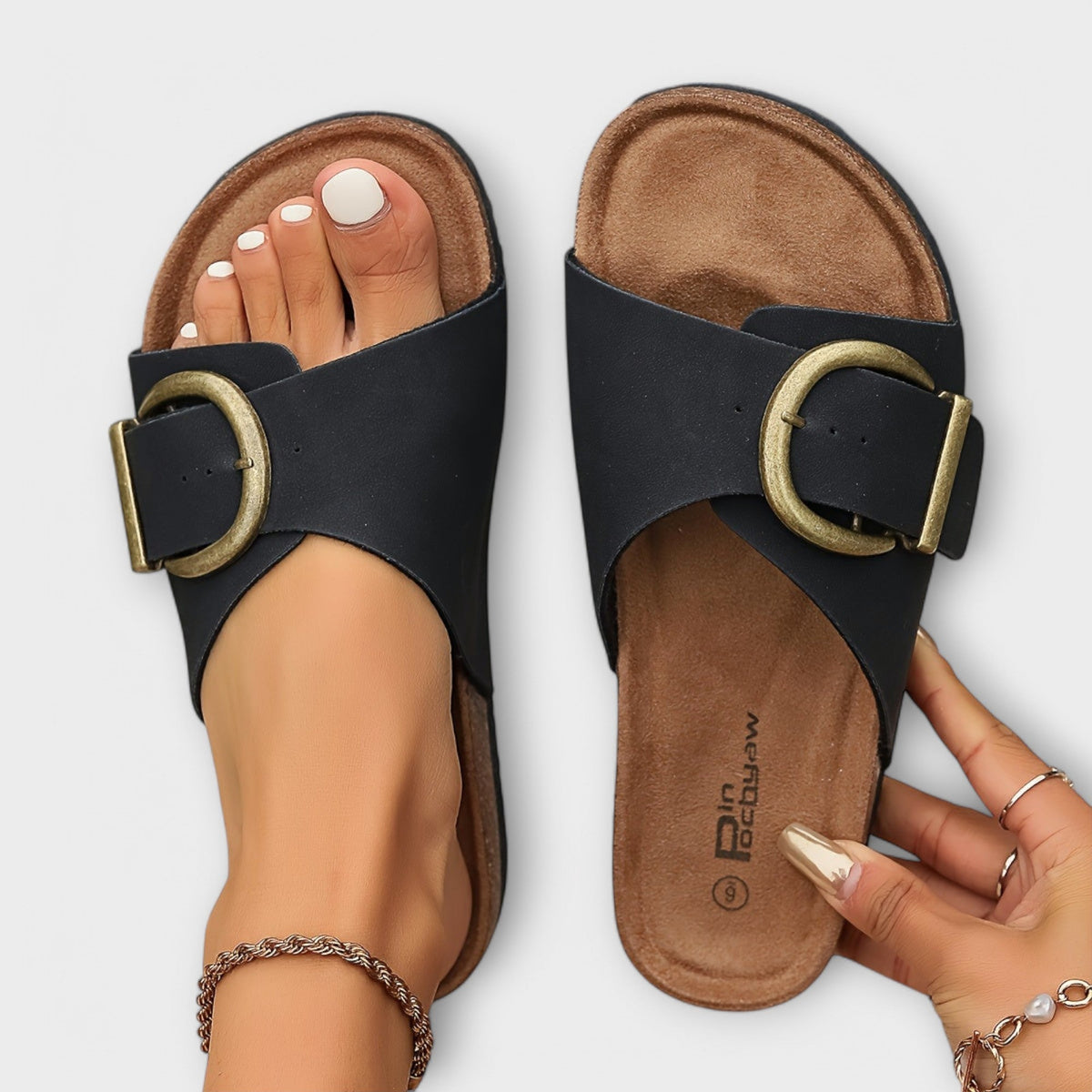 Optew Women's Comfort Orthopedic Buckle Slide Shoes
