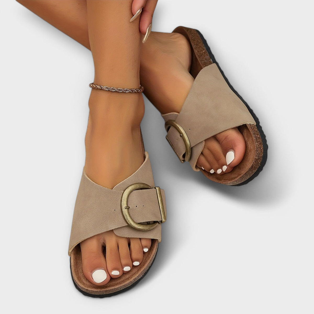 Optew Women's Comfort Orthopedic Buckle Slide Shoes