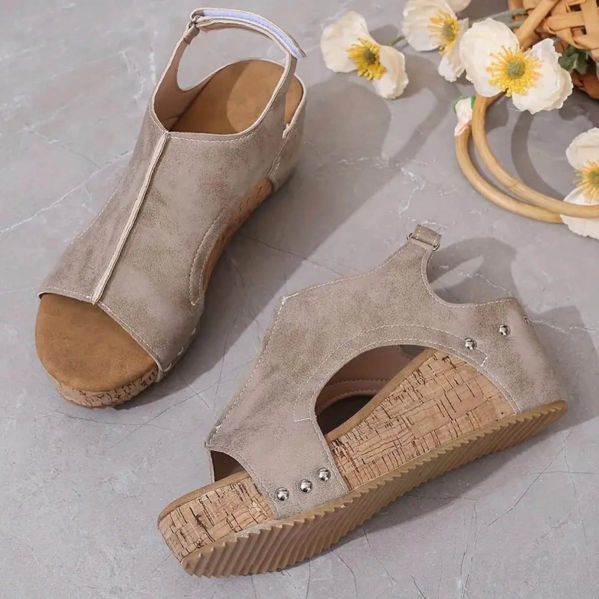 Optew Women's Comfort Orthopedic Peep-Toe Sandals